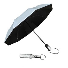 TradMall Travel Umbrella Windproof with 46 Inches 46 Inches, Silver/Black
