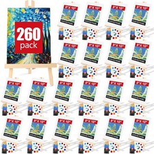 260 Pack Easel and Canvas Sets with 20 Wood Easels 200 Brushes 20 Canvas and 20