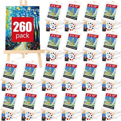 260 Pack Easel and Canvas Sets with 20 Wood Easels 200 Brushes 20 Canvas and 20
