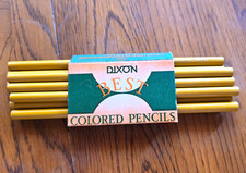Lot of 9 Vintage Dixon Best Colored Pencils Yellow Ochre 324 1/2 Wood USA Made