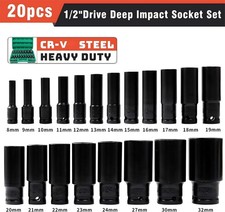 20PCS 1/2Inch Impact Sockets Set Drive Metric...