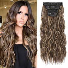 Hair Etensions, 4PCS Clip in Hair Extensions Natural Soft Synthetic Hairpieces