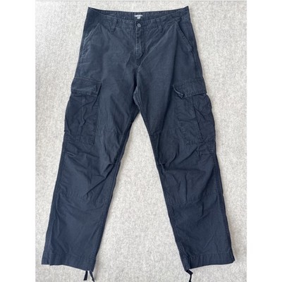 Carhartt Wip Aviation Ripstop Cargo Pants Mens 32x30 Black Parachute Hem Canvas