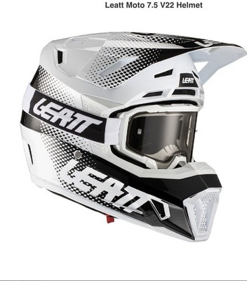 Leatt MX Helmet Kit Moto 7.5 Black White Small NEW & Leatt 4.5 Velocity Goggles 