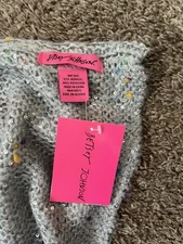 Betsey Johnson Women's  Cowl Ribbed Infinity Knit Scarf Grey With Sequins NEW