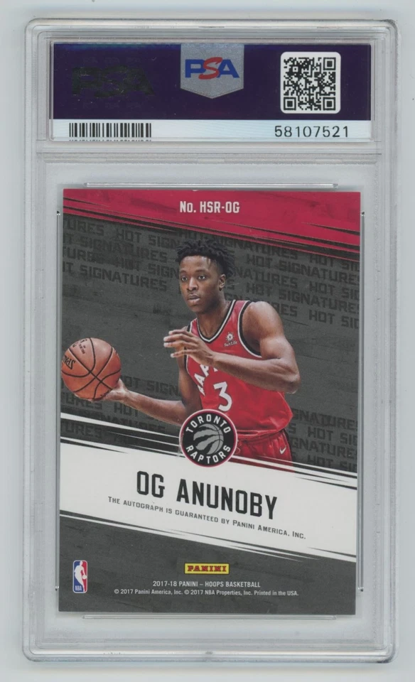 2017-18 Hoops Hot Signatures Rookies psa9 OG Anunoby Toronto Raptors #HSR-OG - Image 2 of 2