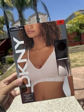 DKNY Bra JAVA PERLPK 2 Pack Seamless Adjustable Straps Soft Stretch Fabric sizeM