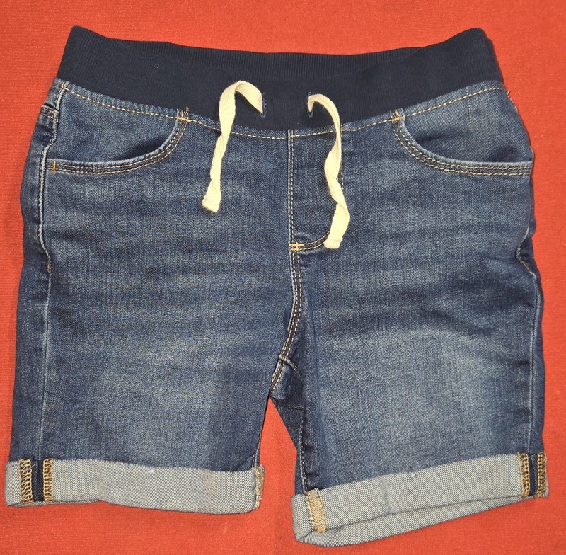 🌟 Wonder Nation Girls Med Wash Knit Waist Denim Bermuda Shorts Size M 7/8