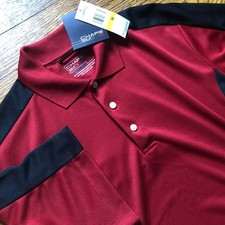 NWT CHAPS Golf 78 Polo Shirt Mens Medium Red And Black Short Sleeve