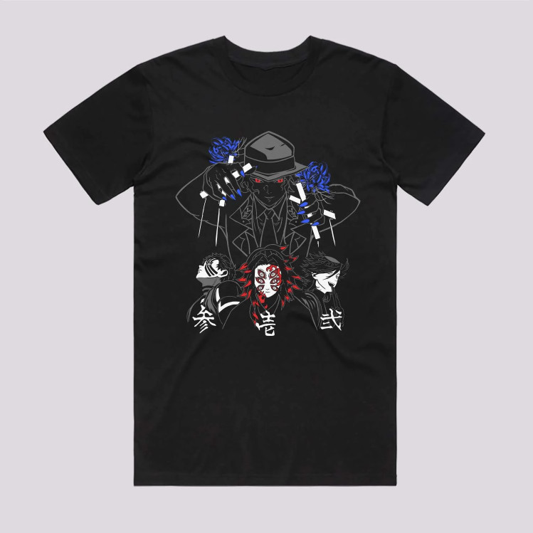 Anime Upper Ranks Moons Japanese Style Black T-Shirt Size S-5XL