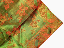 Beautiful Vintage Silk Double Faced Pocket Square Olive/Rust Reversible Thin NOS