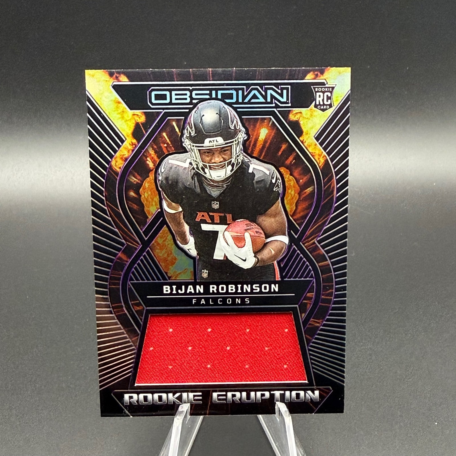 2023 Panini Obsidian Bijan Robinson Rookie Eruption Patch Purple #/75