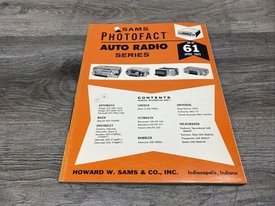Sams Photofact Auto Radio Series Service Repair Manual Guide Schematic  61 AR-61