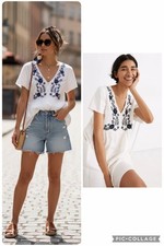 Madewell White Embroidered Linen-Blend Alexandra Button Front Mini Dress size L