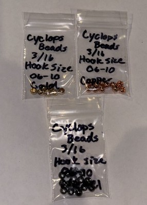 Lot Of Cyclops Brass Bead Heads Fly Tying Material Size 3/16 Hooks 6-10