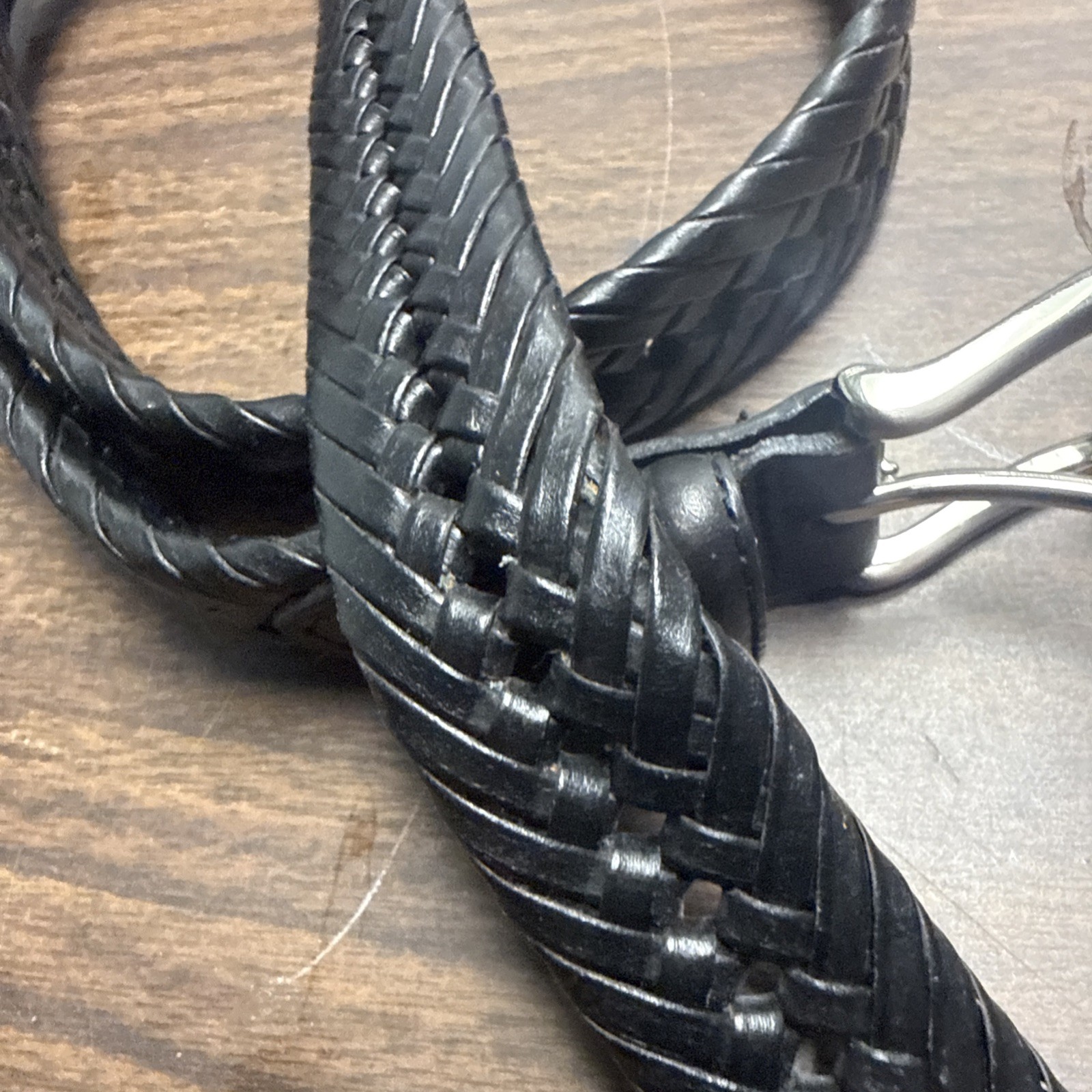 Tommy Hilfiger Mens Braided Belt Black Size 44 Leather Bonded thumbnail 5