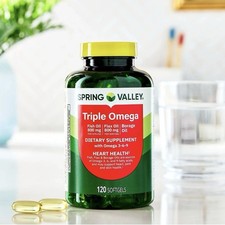 Spring Valley Triple Omega Softgels 120 Count   Fish Oil  Flax  Borage   Heart