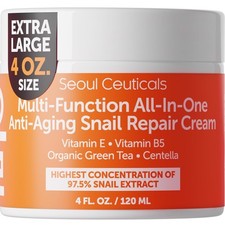 Replenishing 4oz Snail Cream - Korean Skin Care for Day  Night Use