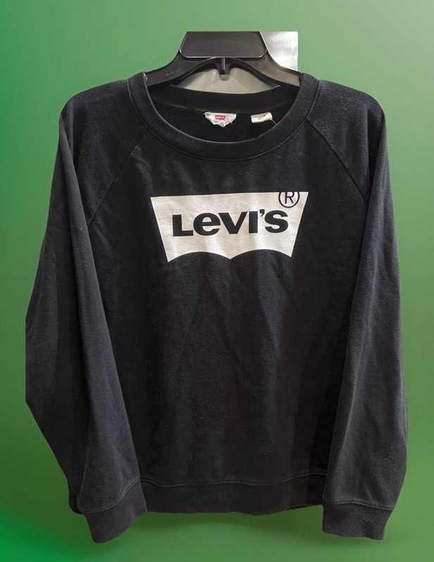 Levi's Sweatshirt Unisex Large Black VTG Logo Long Sleeve Not Faded