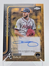 2025 Topps Gilded Chris Sale Chrome Gold Auto On Card Yellow 43/75 Braves
