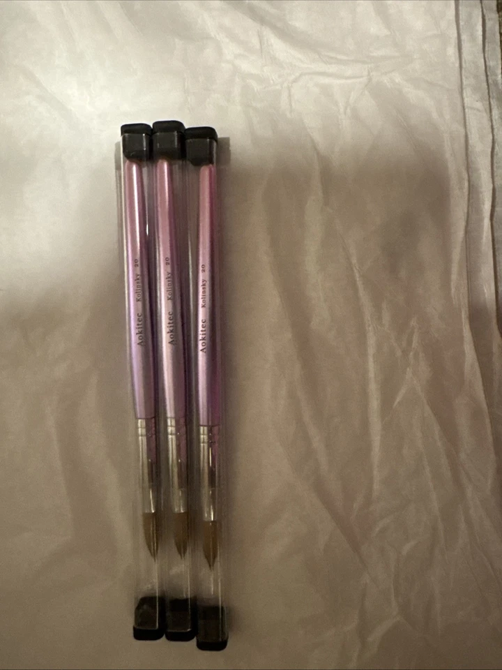 USA #1 Aokitec Pure Kolinsky Hair Acrylic Crimped Nail Brush Size 20 - Image 2 of 2