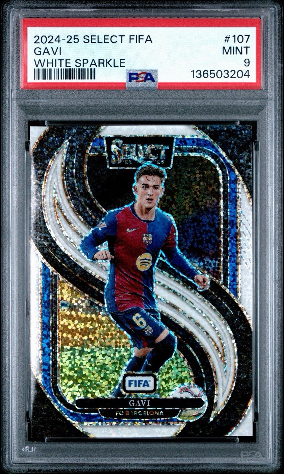 Panini 2024-25 Select FIFA Gavi FC Barcelona #107 White Sparkle PSA 9