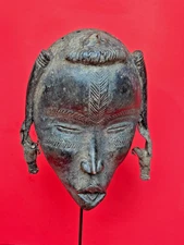 Vintage Dan Deangle Mask with Incised Scarification - Ceremonial African Art 10"