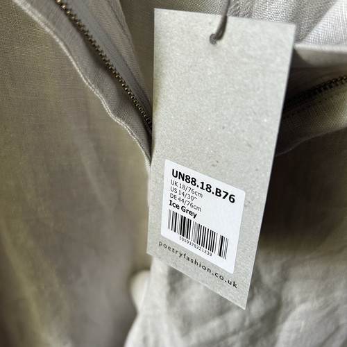 Nwt Poerty Wide Leg Linen Trousers Ice Grey Pleated Yarn Dyed Women’s Size 14 - Picture 8 of 14