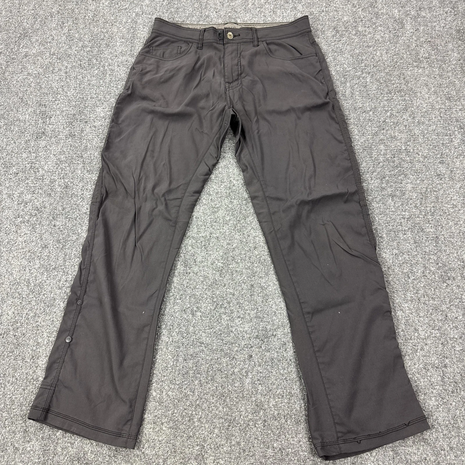 PrAna Pants Mens 34x32 Gray Cargo Nylon Stretch Outdoor Hiking Workwear