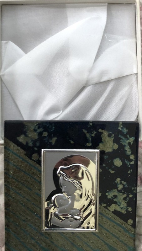 Silver Plated Glass Mother Mary Frame VTG