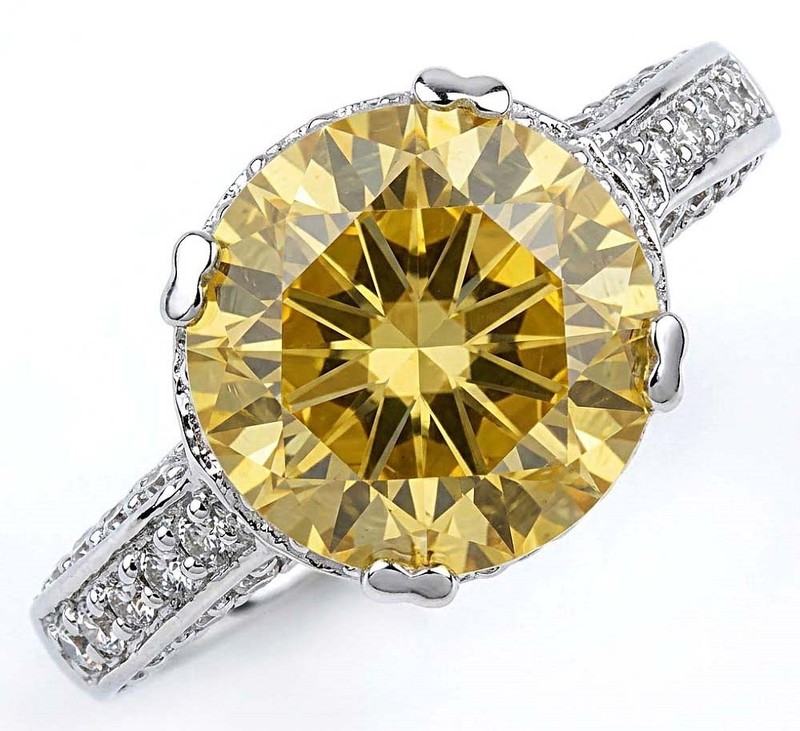 3CT Heat Treated Yellow Topaz 925 Solid Sterling Silver Ring Jewelry Sz 9 PC13-8