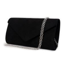 Pochette nera elegante cerimonia donna scamosciata clutch borsa piccola borsetta