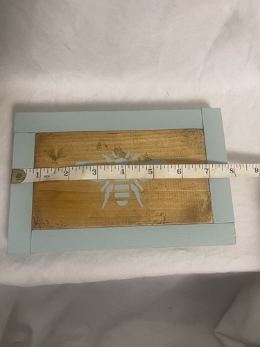 Handmade wooden blue Bee art cottage farmhouse spring summer decor Shelf Sitter - Picture 5 of 6