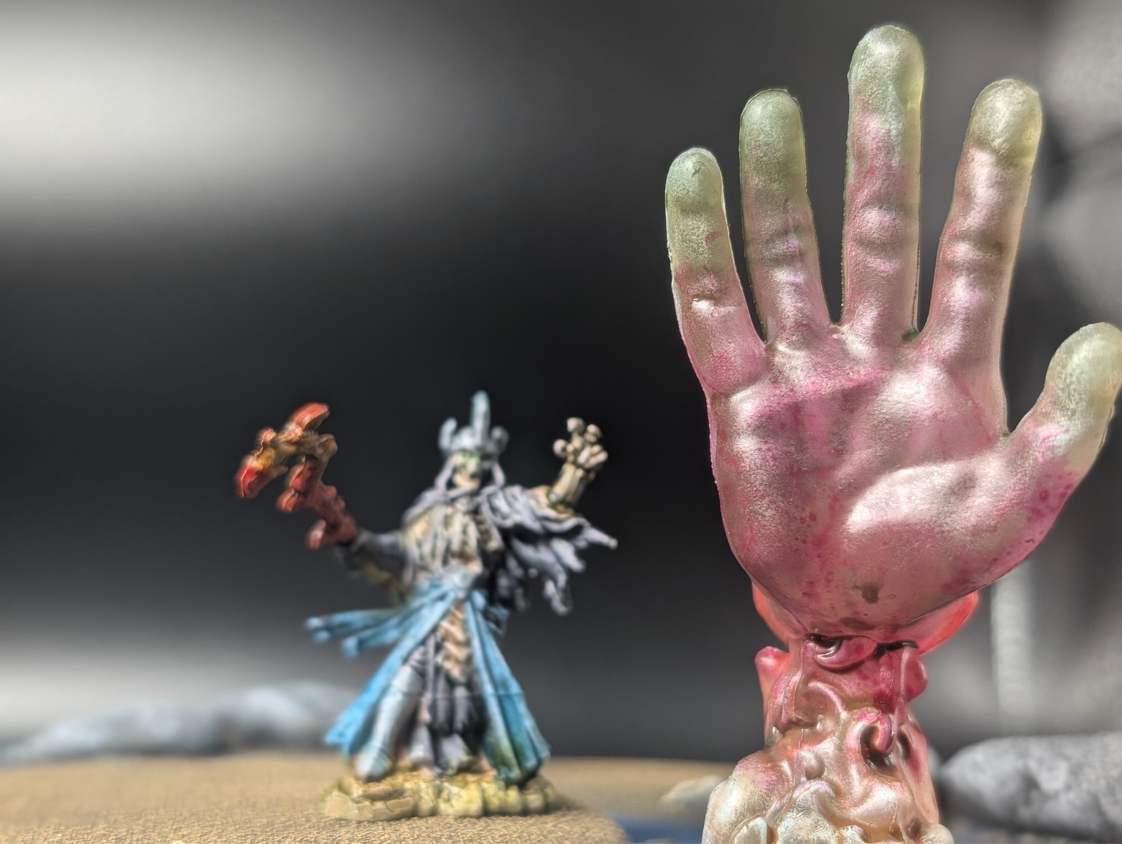 Striking huge hand spell effect ghostly d&d miniature