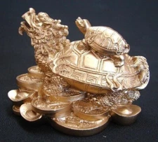 Feng Shui Dragon Turtle Tortoise Statue Figurine Coin Money Wealth 