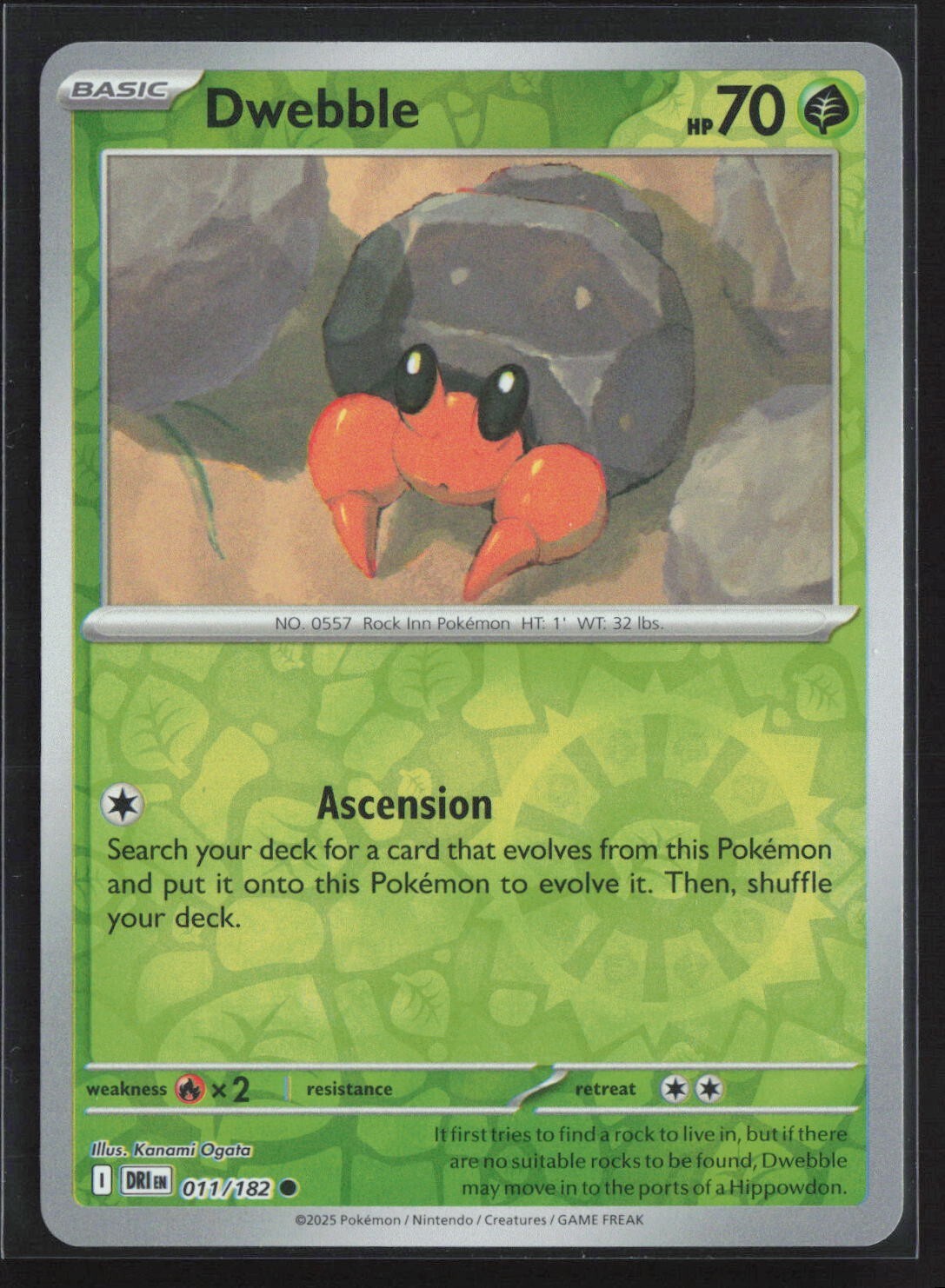 Pokemon TCG Destined Rivals - 011/182 Dwebble - Reverse Holo NM