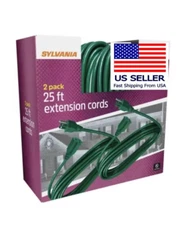 SYLVANIA TWIN PACK! 25 Foot 16/3 Outdoor Green Extension Cords (50' Total) -NEW!
