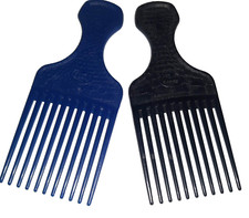 Vintage Goody Black Blue Lift Hair Pick Faux Croc Snake Skin 6.5" x2 Combs