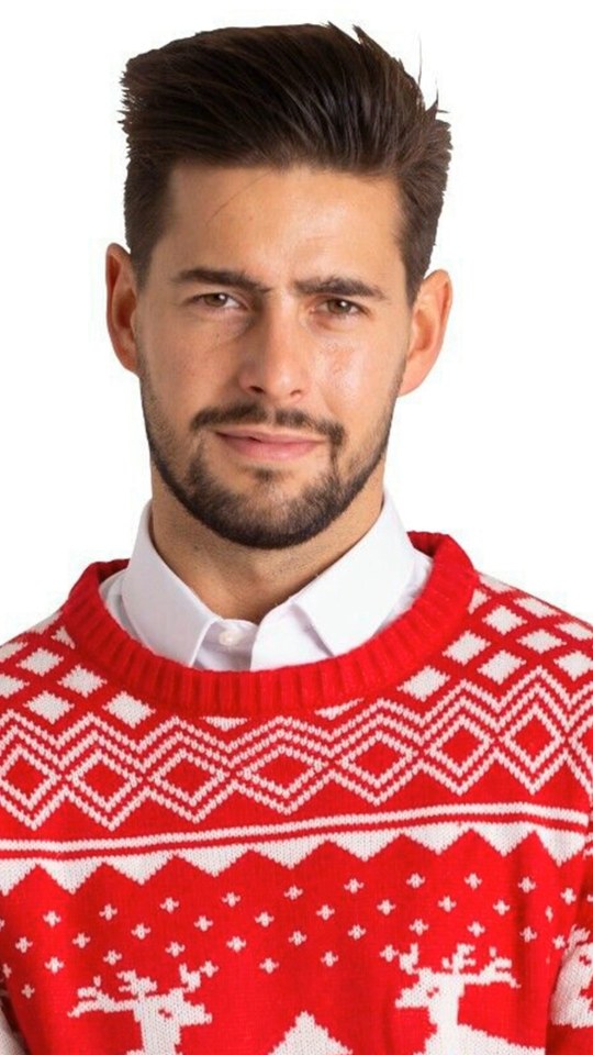 Mens Acrylic Christmas Pullover Retro Long Sleeve Cardigan Christmas