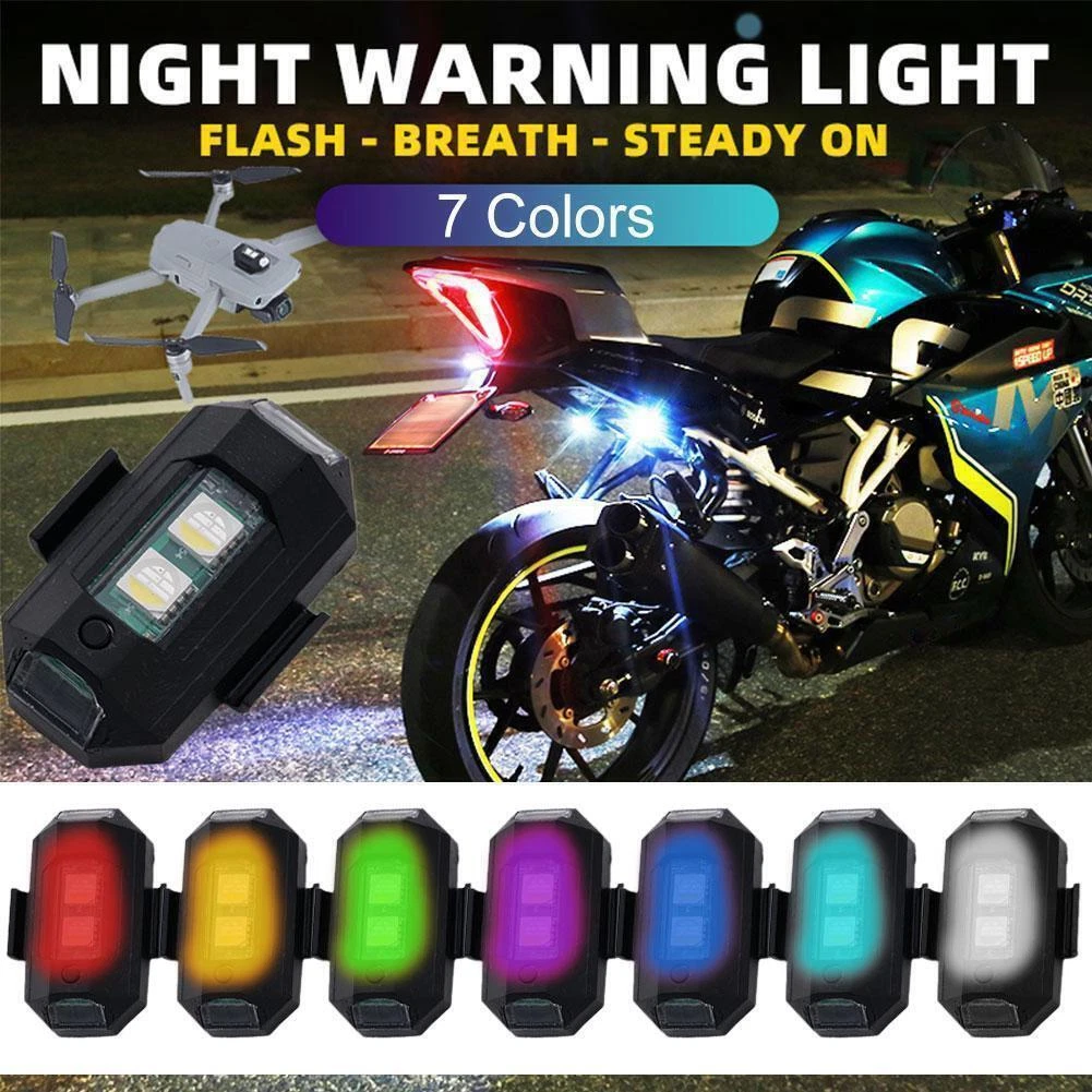 7COLORS LED AIRCRAFT STROBE LIGHTS USB CHARGING MOTORBIKE MODIFIED