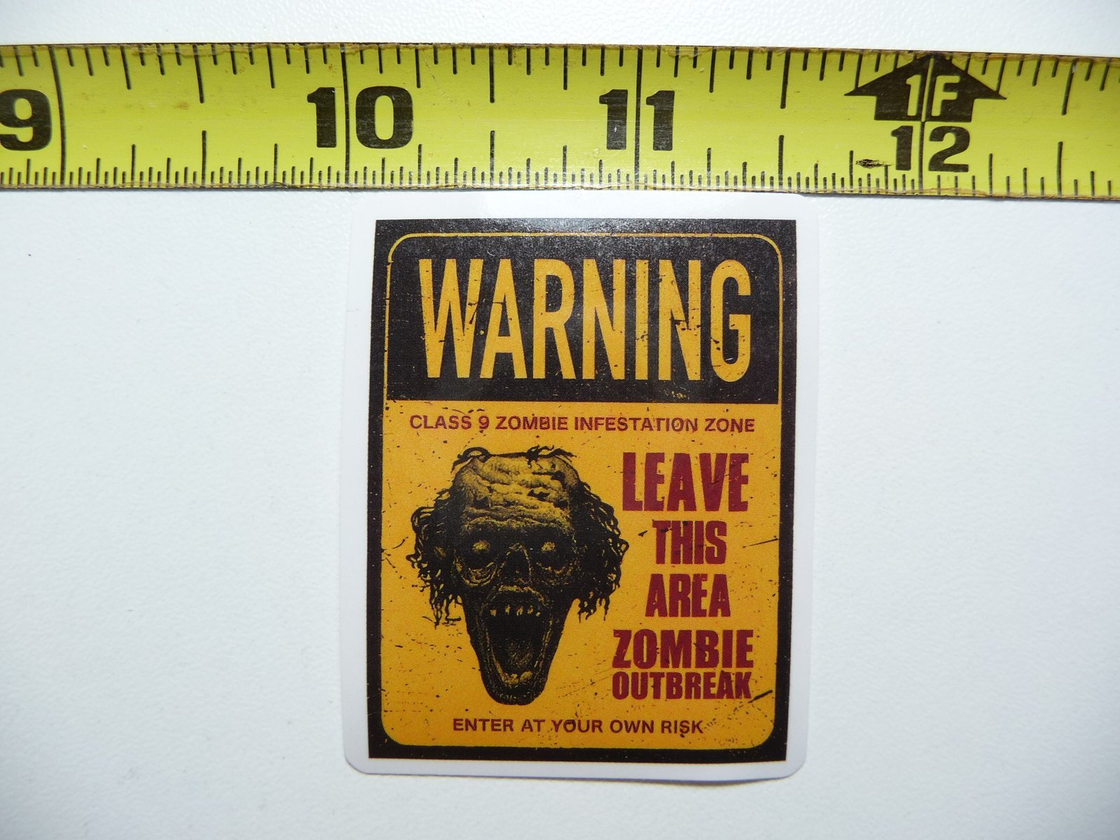 WARNING ZOMBIE OUTBREAK INFECTION STICKER DECAL SIGN WARNING NOTICE JOKE PRANK