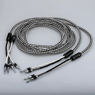 8N OCC Copper 8AG HiFi Audio Speaker Wire Cable with Banana Y U Spade Plug