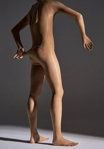 Plus Herren 8D Öl glänzend Full Bodystocking transparenter Overall mit Handschuhen Kapuze/Zehen - Bild 14 von 48