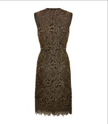 ESCADA Doniss Embroidered Gold Dress Size 36 NWT