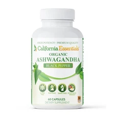Ashwagandha & Black Pepper 1300mg, Adrenal Support Supplement, 60 Vegetable Caps