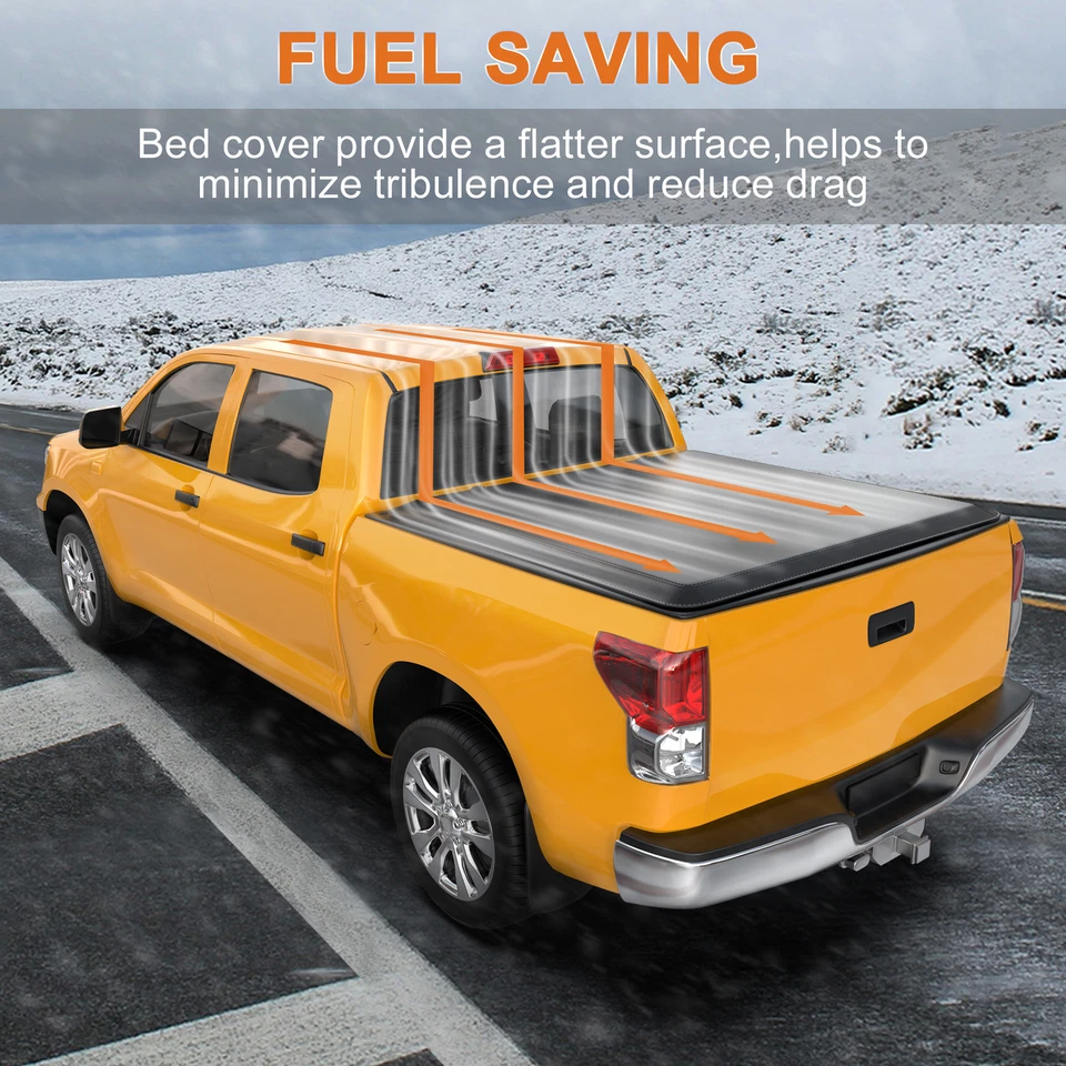 6.5 Ft 4-Fold Tonneau Cover For 2016-2024 Nissan Titan XD Truck Bed Soft W/Lamp - Imagem 4 de 4