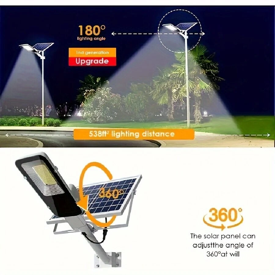 1Pieza 100W Luces Solares, Luces Exterior, Luces LED, IP65 Impermeable Foto 3 de 4