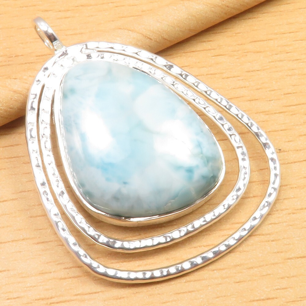 925 Solid Sterling silver Real LARIMAR Pendant 1.7