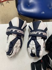 Używane rękawice lacrosse Harrow Torrent rozmiar 12 niebieskie białe