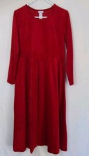 Vicki Wayne maxi dress red velour velvet long sleeve modest S. Small Runs Large